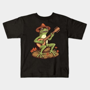 Frog playing banjo Kids T-Shirt